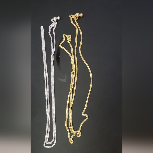 24 in, 925 Silver OR 18K YG over 925 Silver, Adjustable Diamond Cut Wheat Chain - Picture 3 of 5